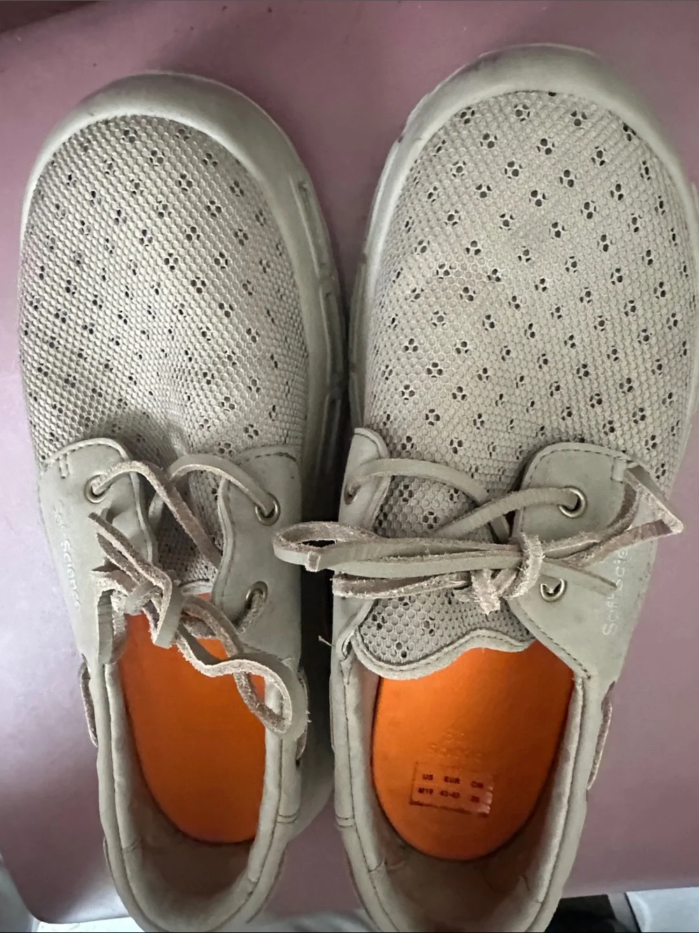 Men's Perforated Boat Shoes in Light Beige M-10, EUR 42-43